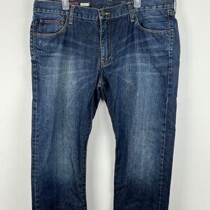 DH3 Jake II Jeans Size 42x32 Blue Denim Straight 5 Pocket Design Cotton